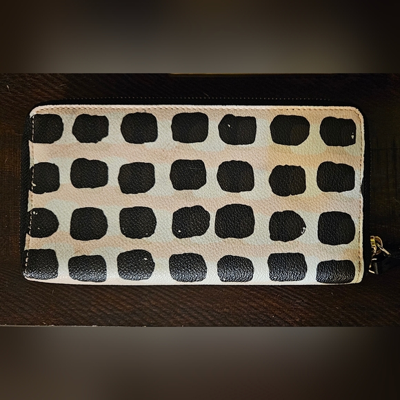 KATE SPADE Purse Crossbody Long Wallet matching set EUC Black White Pink Leather - Picture 10 of 16